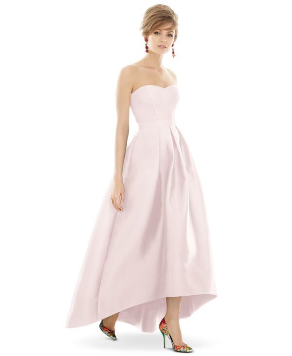 アルフレッド レディース トップス ワンピース サテン ストラップレス Alfred Sung Womenstraplessatin High Low Dress with Pockets Blush ブラッシュ
