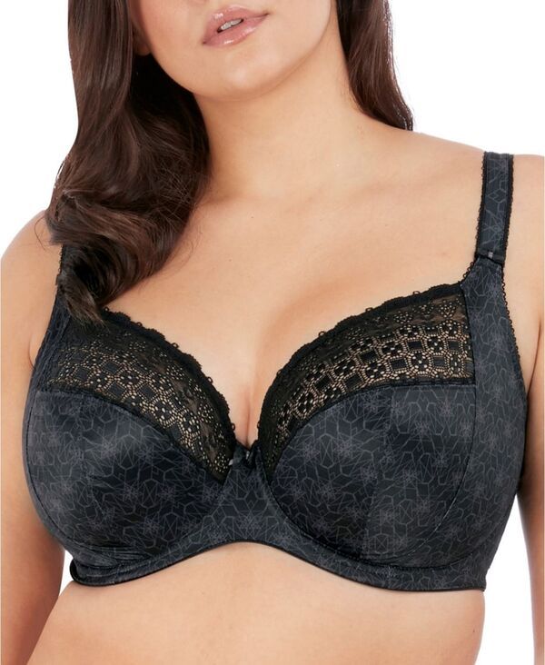 エロミ レディース アンダーウェア ブラジャー レース Elomi Womens Full Figure Kim Underwire Plunge Stretch Lace Bra EL4340 Black ブラック