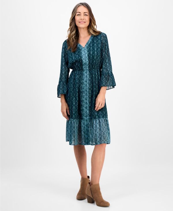 スタイルアンドコー レディース トップス ワンピース プリント ミディ Style Co Womens Printed Shine Midi Dress PXSXXL Shine Pine