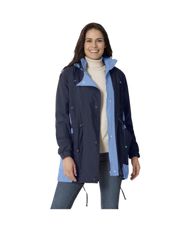 ウーマン ウィズイン レディース アウター ジャケット・ブルゾン プラスサイズ カラーブロック Woman Within Plusize Colorblocked Taslon Anorak Navy french blue ネイビー