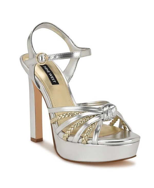 ナインウェスト レディース シューズ サンダル プラットフォーム Nine West Womens Waser Strappy Platform Stiletto Sandals SilverGold ゴールド