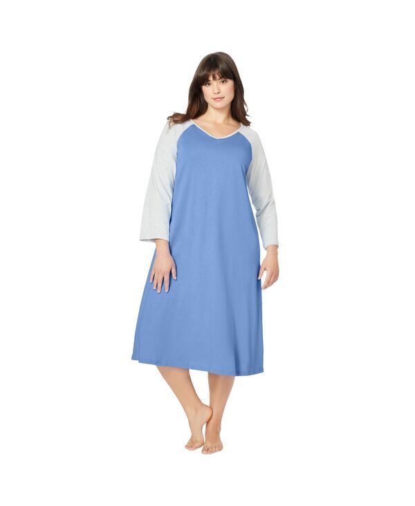 アベニュー レディース アンダーウェア ナイトウェア プラスサイズ シャツ AVENUE Plusize Body Baseball Sleepshirt French blue ブルー