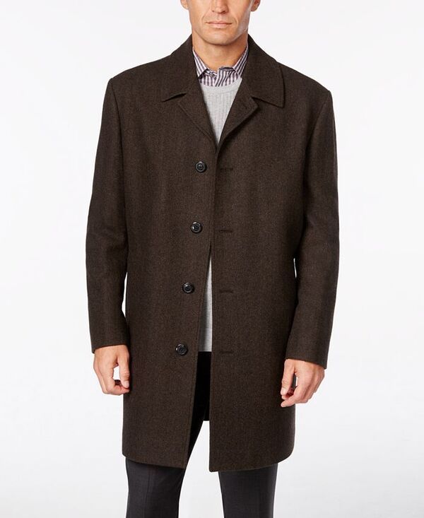 ロンドンフォグ メンズ アウター ジャケット・ブルゾン ウール コート London Fog Coventry WoolBlend Overcoat Brown Multi ブラウン