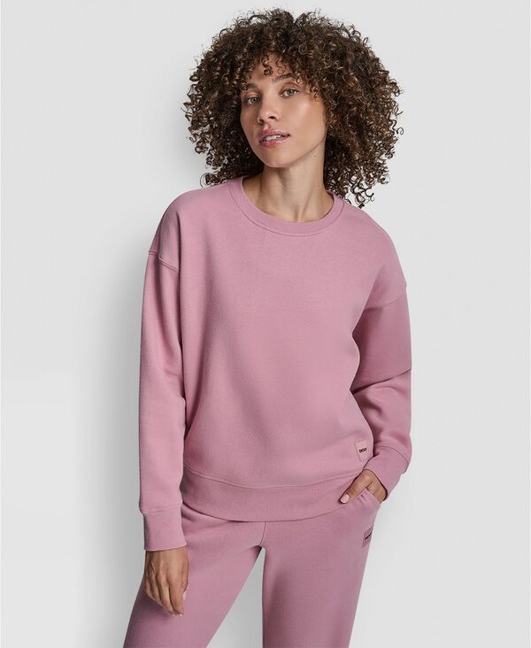 ダナ キャラン ニューヨーク レディース アウター パーカー・スウェット クルーネック シャツ ロゴ DKNY Sport Womens Tonalogo Patch Crew Neck Sweatshirt Dusty Mauve
