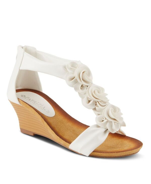 パトリシア レディース シューズ サンダル フラワー柄 フラワー Patrizia Women s HARLEQUIN Floral TStrap Wedge Sandals with Back Zipper White ホワイト