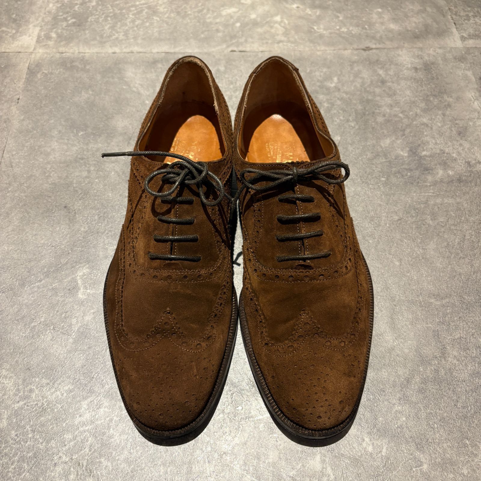 Ferragamo スウェード ウィングチップ ローファー 7 1/2 EE