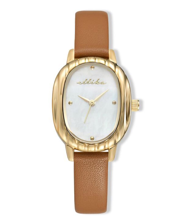 エティカ レディース アクセサリー 腕時計 レザー ETTIKA Timeless Texture Gold Plated Leather Watch 70110mm Cognac ゴールド