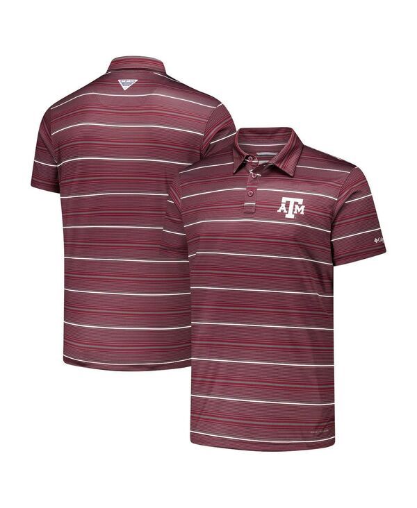 コロンビア メンズ トップス ポロシャツ Columbia Mens Maroon Texas AM Aggies PFG Super Terminal Tackle OmniShade Stripe Polo Shirt Maroon マルーン
