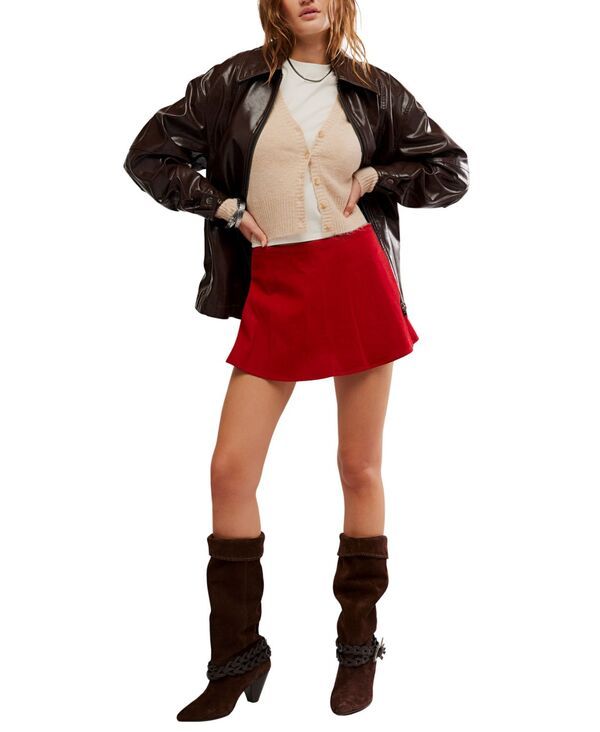 フリーピープル レディース ボトムスカート ミニ スエード Free People Womens Paradise Found Faux Suede Mini Skort Rhythmic Red レッド