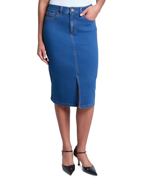 ジョーンズニューヨーク レディース ボトムスカート プチ デニム Jones New York Petite Lexington Denim Pencil Skirt Shore Wash デニム