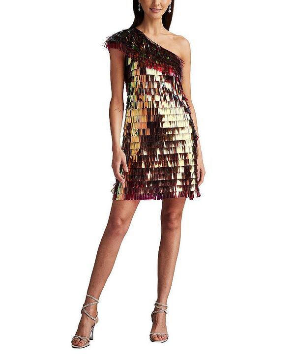 タダシショージ レディース トップス ワンピース ミニワンピース ミニ スパンコール フリンジ Tadashi Shoji Womens Bina Sequin Fringe Mini Dress Bronze