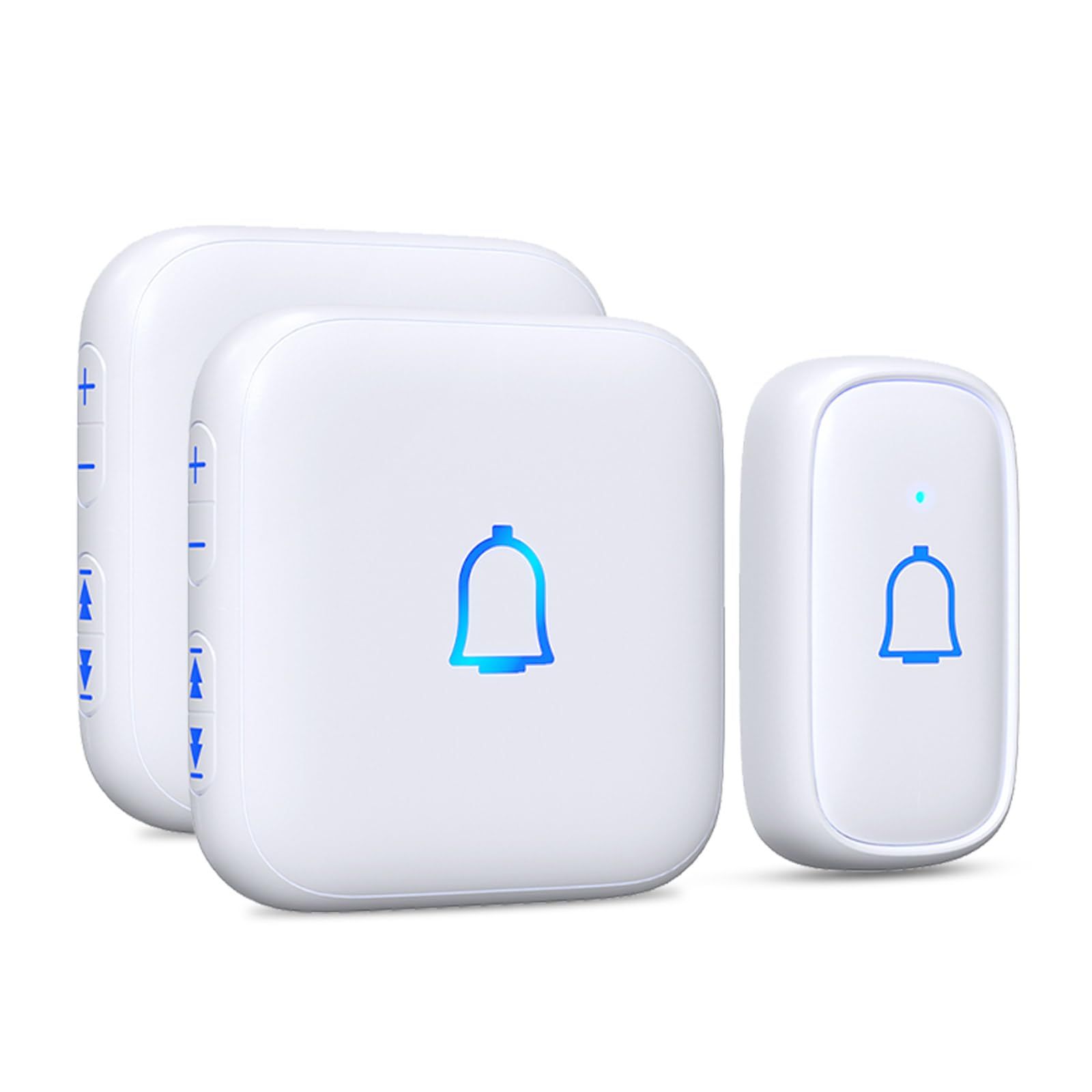 ワイヤレスチャイム IP66防水防塵 玄関チャイム 送信機電池式 受信機コンセント チャイム ワイヤレス ドアベル 呼び鈴 工事不要 300M無線範囲 音と光で呼び出し 簡易チャイム 大音量 メモリ機能 60種以上チャイム音 LED提示 7段 948aafc3