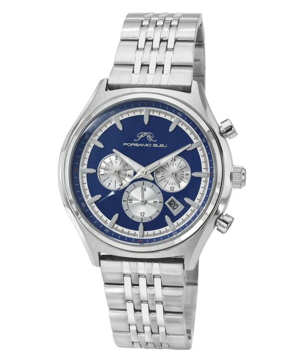 ポルサモンブリュー レディース アクセサリー 腕時計 Tシャツ Porsamo Bleu Charlie Stainlessteel Multifunction Silver Tone Blue Mens Watch 1261BCHSilver シルバー