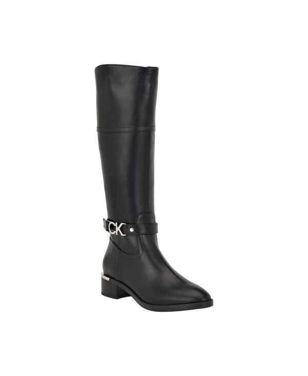 カルバンクライン レディース シューズ ブーツ・レインブーツ ヒール Calvin Klein Womens Daphny Pointy Toe Knee High Block Heel Casual Boots Black Patent ブラック