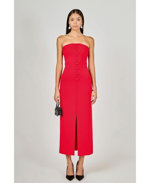 エンドレスローズ レディース トップス ワンピース ミディ endless rose Womens Bow Accentube Top Midi Dress Red レッド