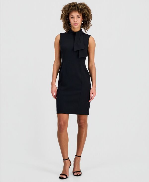 カスパール レディース トップス ワンピース ノースリーブ Kasper Womens TieNeck Sleevelessheath Dress Black ブラック