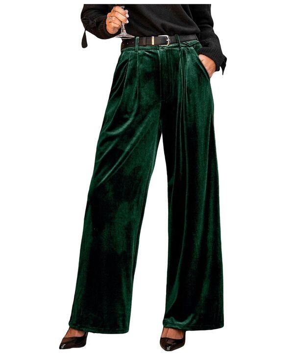 カップシー レディース ボトムス カジュアルパンツ ベルベット Cupshe Womens Velvet Heat Brown Pants Dark green グリーン