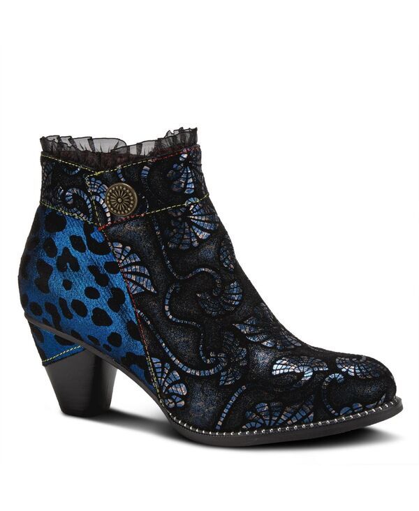 【送料無料】 ラリティステ レディース ブーツ・レインブーツ シューズ Womens Dessa Leather Booties with Animal Print and Metallic Suede Rainbow Stitching and Cone H
