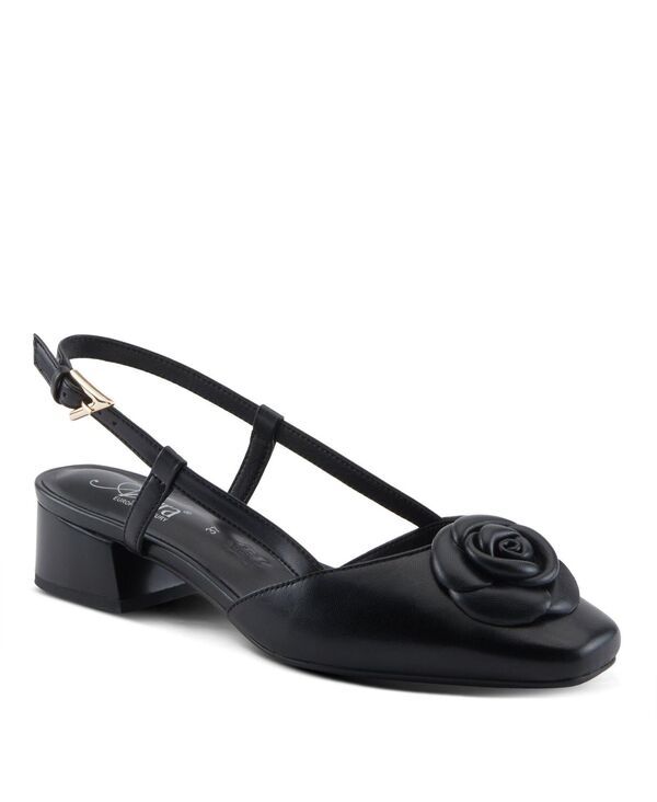 アズーラ レディース シューズ パンプス カットアウト レザー ヒール Azura Womens Angelicish Leather Slingback Dresshoes with Flower Applique Cutout Sides and Low