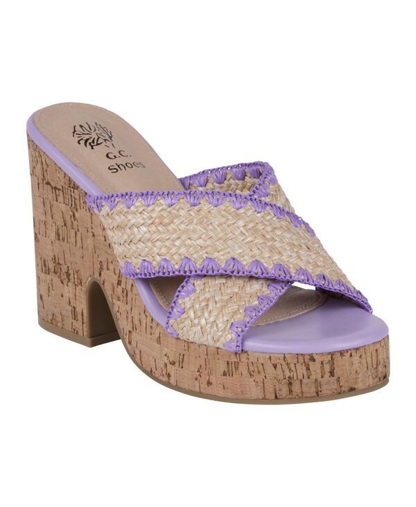 ジーシーシューズ レディース シューズ サンダル プラットフォーム ヒール GC Shoes Womens Elsa Woven Cork Heel Platform Sandals Lilac ライラック