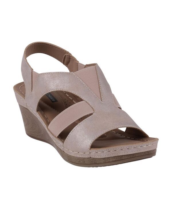 ジーシーシューズ レディース シューズ サンダル カットアウト GC Shoes Womens Banks Cut Out Elastic Slingback SlipOn Wedge Sandals Blush ブラッシュ