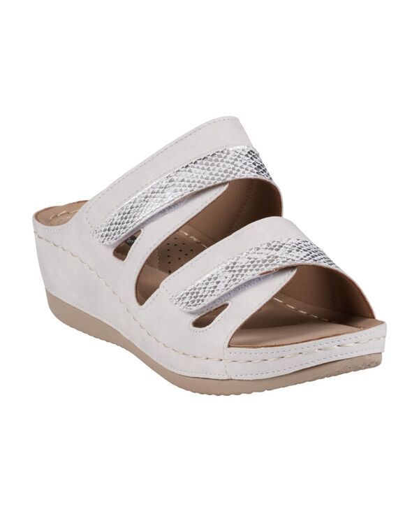 ジーシーシューズ レディース シューズ サンダル GC Shoes Womens Havana Double Band Wedge Sandals White ホワイト