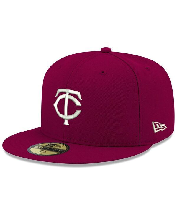 ニューエラ メンズ アクセサリー 帽子 ロゴ New Era Mens Cardinal Minnesota Twins Logo White 59FIFTY Fitted Hat Cardinal ホワイト