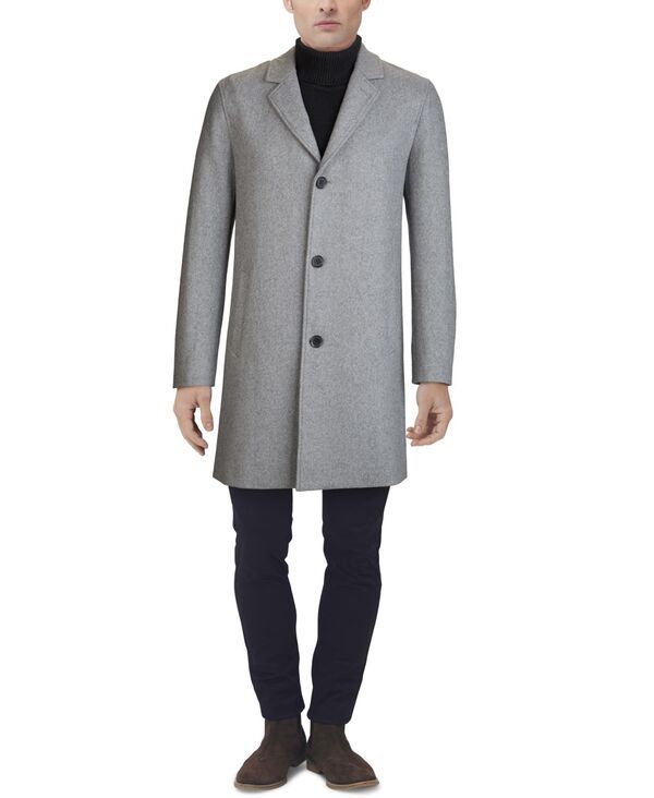 コールハーン メンズ アウター ジャケット・ブルゾン コート Cole Haan Mens Melton ClassicFit Topcoat Light Grey グレー