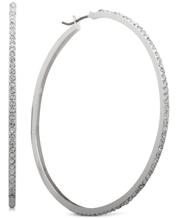 ダナ キャラン ニューヨーク レディース アクセサリー ピアス・イヤリング DKNY Medium SilverTone Pav Hoop Earrings 2 Silver シルバー