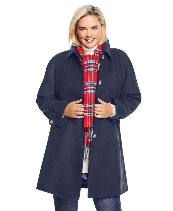 ウーマン ウィズイン レディース アウター ジャケット・ブルゾン A ライン ウール コート Woman Within Womens Within WoolBlend Classic ALine Coat Navy ネイビー
