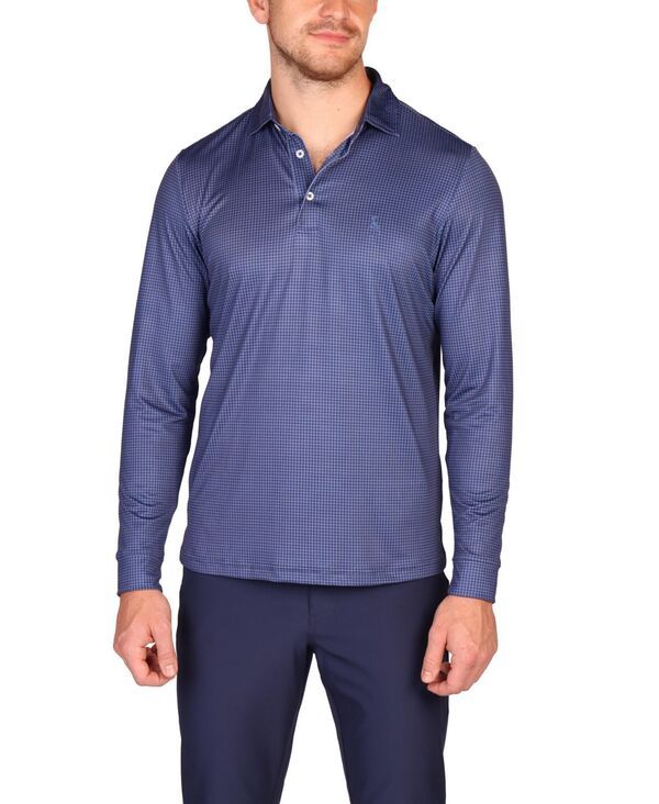 テーラーバード メンズ トップス ポロシャツ ミニ 長袖 Tailorbyrd Mens Gameplay LongSleeve Perfomance Polo Mini Houndstooth Cobalt blue ブルー