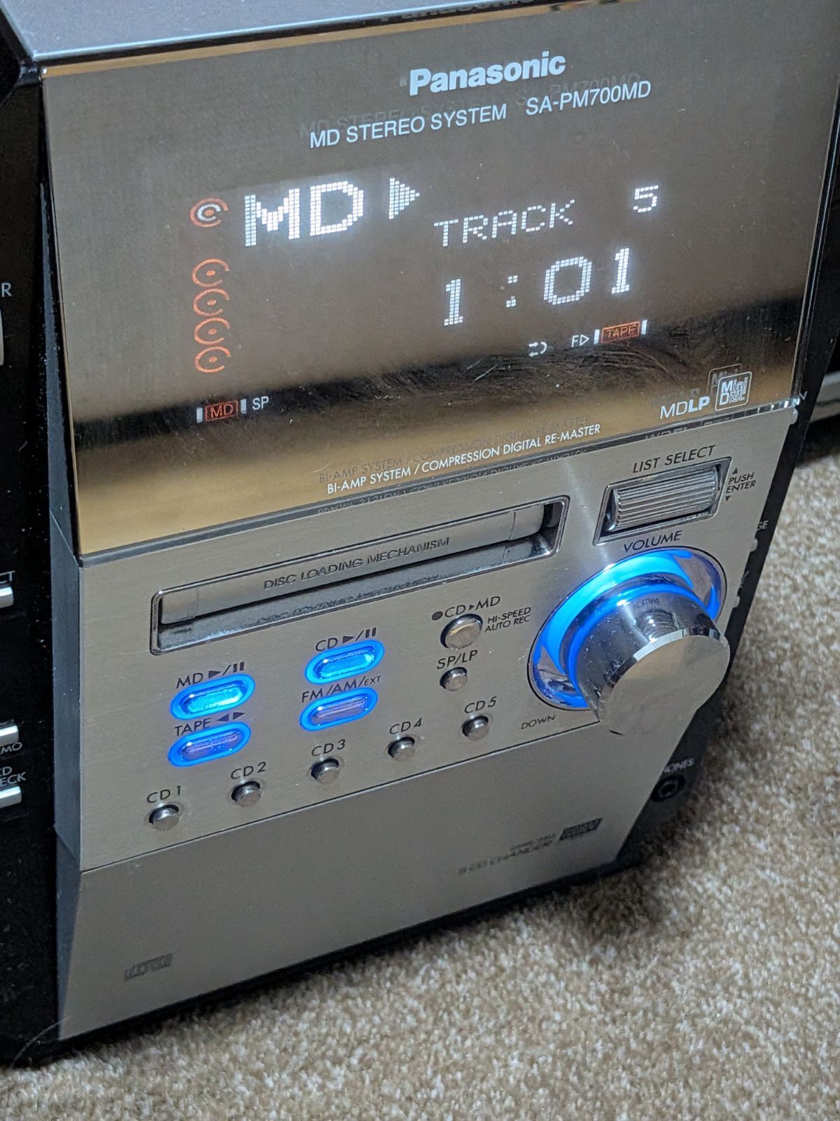 希少完動品】Panasonic SA-PM700MD CD5枚全曲再生OK/MDLP/カセット録再