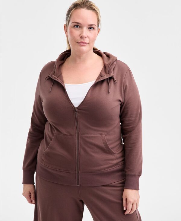 イデオロギー レディース アウター パーカー・スウェット 長袖 フリース パーカー ID Ideology Womens Relaxed ZipFront LongSleeve Fleece Hoodie XS4X Brown ブラウン