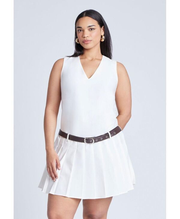 エロクイ レディース トップス ワンピース ミニワンピース プリーツ ミニ ELOQUII Womens Pleated Mini Dress With Belt Sugar swizzle