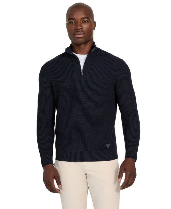 ゲス メンズ アウター ニット・セーター ハーフジップ セーター GUESS Mens Headley Half Zip Mock Sweater Smart blue ブルー