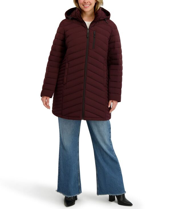 ナウティカ レディース アウター ジャケット・ブルゾン プラスサイズ コート Nautica Plus Size Hooded WaterResistant Puffer Coat Chianti