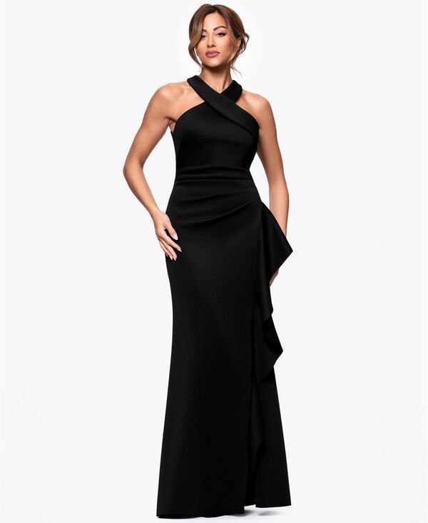 エスケープ レディース トップス ワンピース プチ フリル ホルター XSCAPE Petite Ruffled Halter Gown Black ブラック