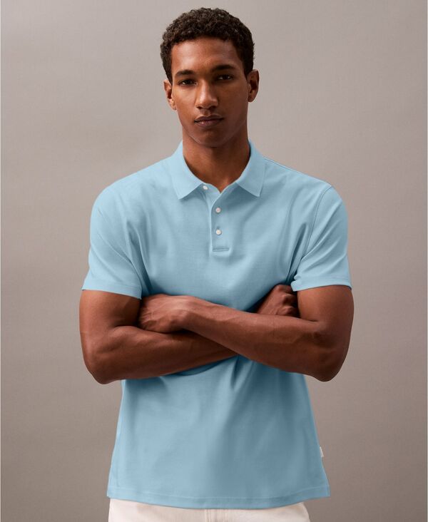 カルバンクライン メンズ トップス シャツ ポロシャツ コットン Calvin Klein Mens Short Sleeve Supima Cotton Polo Shirt Stratosphere