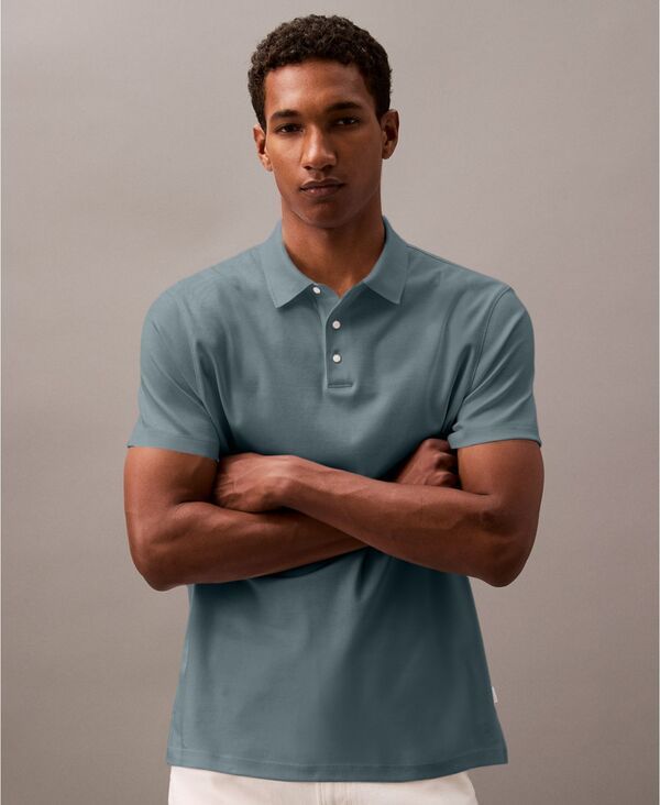 カルバンクライン メンズ トップス シャツ ポロシャツ コットン Calvin Klein Mens Short Sleeve Supima Cotton Polo Shirt Stormy Sea