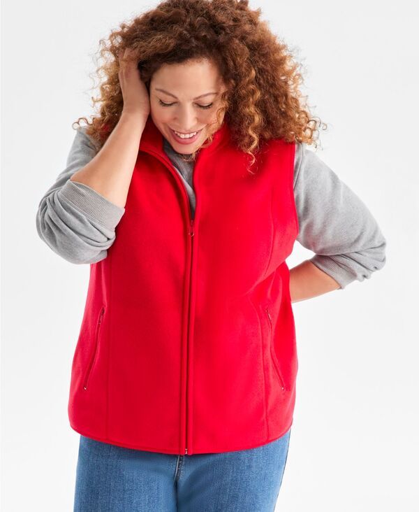 スタイルアンドコー レディース トップス ベスト フリース Style Co Womens ZipFront Polar Fleece Vest PP4X Tango Red レッド