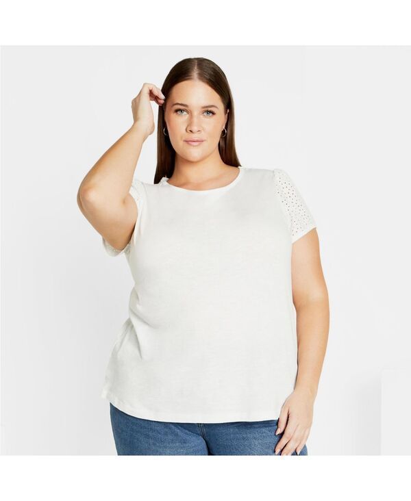 シティーシック レディース トップス シャツ CITY CHIC Womens Linny Top White ホワイト