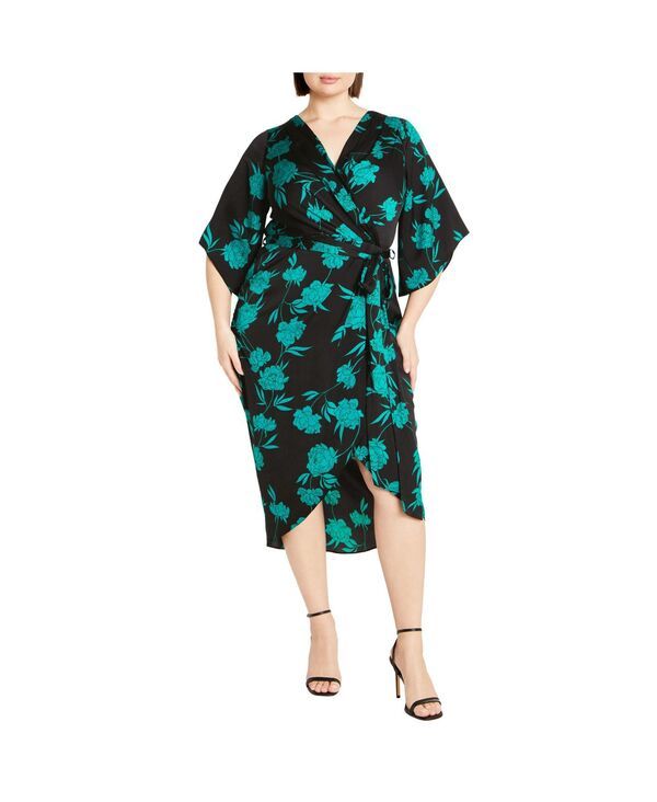 シティーシック レディース トップス ワンピース マキシワンピース プラスサイズ プリント マキシ CITY CHIC Plus Size Kimberly Print Maxi Dress Aquarelle