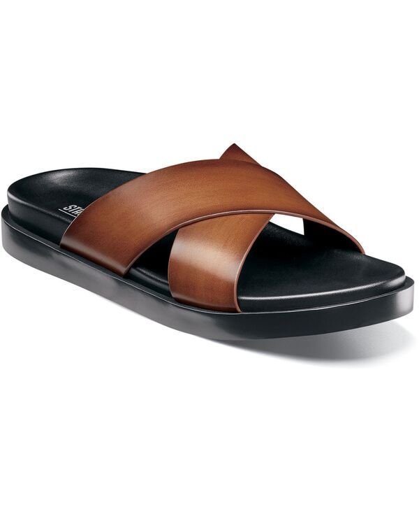 ステイシーアダムス メンズ シューズ サンダル Stacy Adams Mens Montel Cross Strap Slide Sandal Cognac
