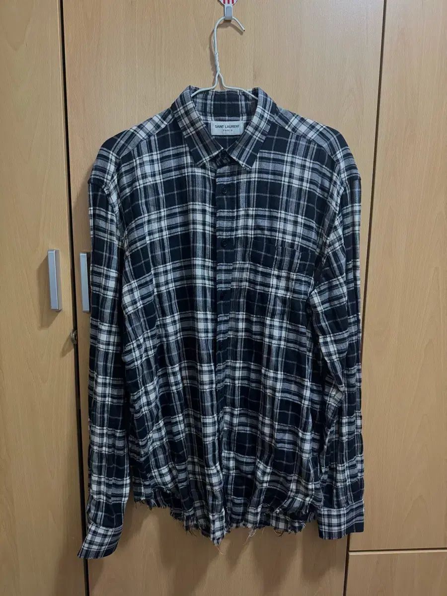 サンローラン 16ss サーフ THE SOUND 裾 ダメージ加工 フランネル シャツ