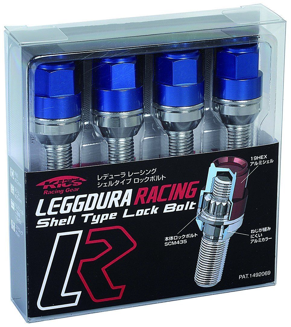 新品 KYO-EI ( 協永産業 ) ホイールロックボルト LEGGDURA RACING Lock Bolt 【 M14 x P1.25 】 テーパー : 60° 【 首下 : 40mm 】 ブルー KIL3540U