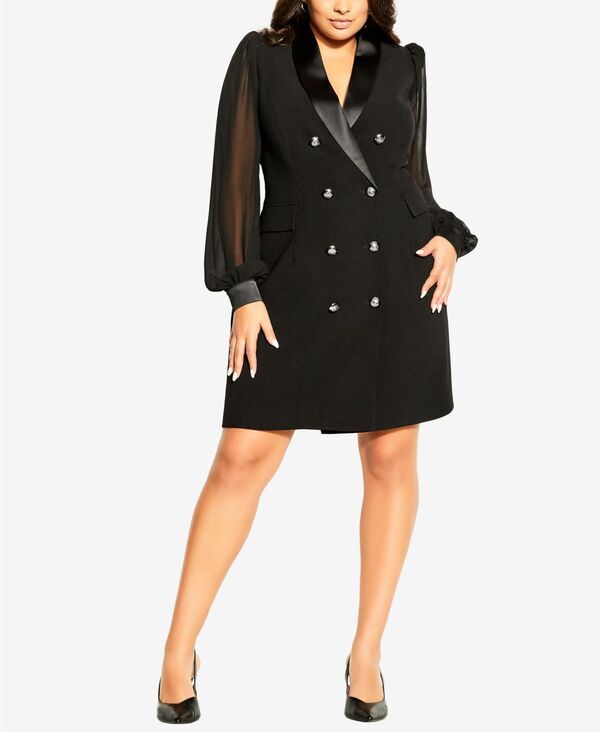 シティーシック レディース トップス ワンピース ミニワンピース ミニ CITY CHIC Womens Tux Seduction Mini Dress Black ブラック