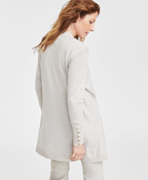 ジェイエムコレクション レディース アウター ニット・セーター カーディガン JM Collection Womens ButtonSleeve Flyaway Cardigan PP4X Stonewall ジェイエムコレクション レディース アウター ニット・セーター カーディガン JM Collection Womens ButtonSleeve Flyaway Cardigan PP4X Stonewall