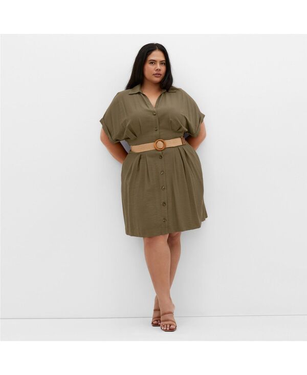 シティーシック レディース トップス ワンピース CITY CHIC Womens Jade Dress Khaki カーキ
