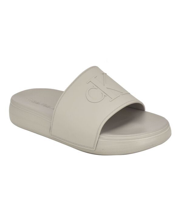 カルバンクライン メンズ シューズ サンダル Calvin Klein Mens Wiston Pool SlipOn Flat Slides Light Gray グレー