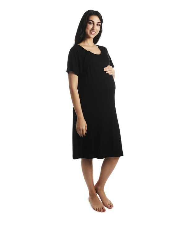 エヴァリーグレー レディース トップス ワンピース マタニティ Everly Grey Womens Rosa MaternityNursing Hospital Gown Black ブラック